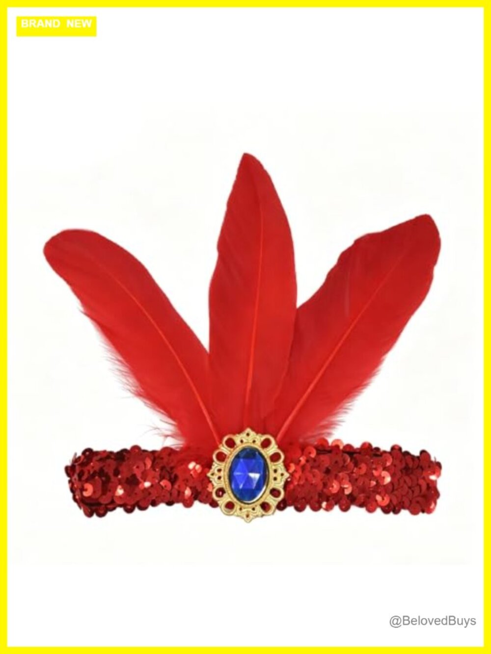 2pc Feather Sequin Rhinestone Headband Set Flapper Costume Headpiece